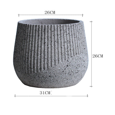 Nordic Art Round Cement Large Pot With Green Plants