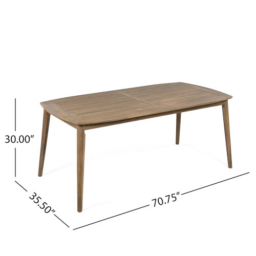 Acacia Wood Dining Table 8-Person Outdoor Table, Farmhouse Furniture For Patio, Garden, Backyard, Light Brown 180 LBS Weight Capacity 70.75L