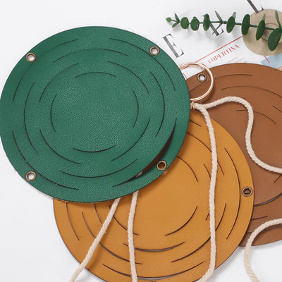 Leather Hanger Basket Macrame Wall Hanging Planter Shelf Decorative Flower Pot Holder Boho Home Decor for Small Plants