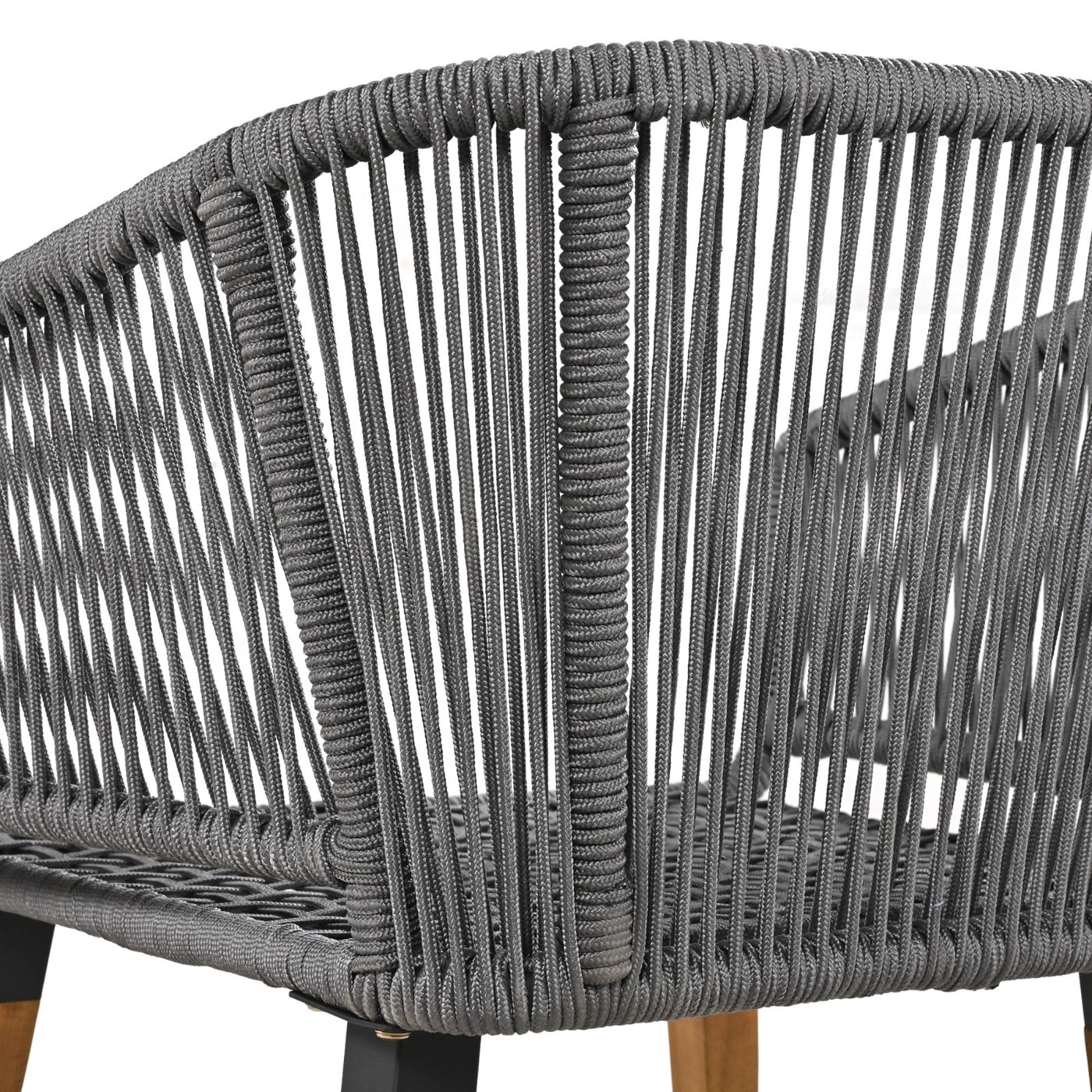 K&K 6-Piece Rope Patio Furniture Set, Outdoor Furniture With Acacia Wood Cool Bar Table With Ice Buc