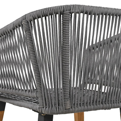 K&K 6-Piece Rope Patio Furniture Set, Outdoor Furniture With Acacia Wood Cool Bar Table With Ice Buc