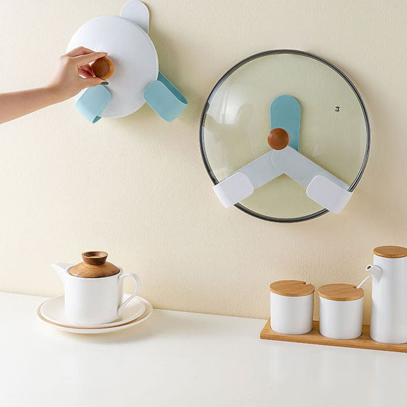 Rotation Adjustment Pan Cover Holder Useful Spoon Pot Lid Shelf Cooking Storage Kitchen Decor Tool Stand Holder