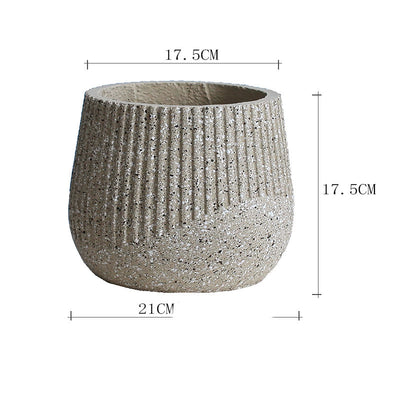 Nordic Art Round Cement Large Pot With Green Plants