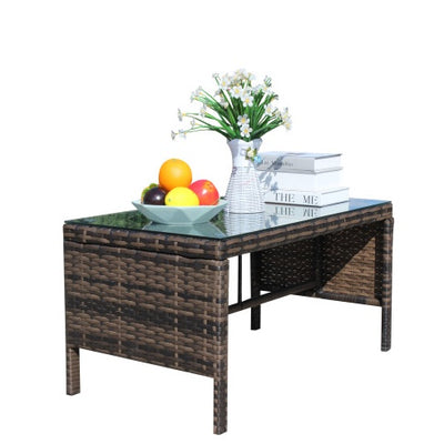 Outdoor Patio Furniture 1 Coffee Table With Clear Tempered Glass