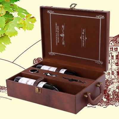 Creative Wine Box Leather Gift Box Handmade Home Kitchen Bar Accessories Decor Lafite Wine Holder Wine Packaging Box Friend Gift