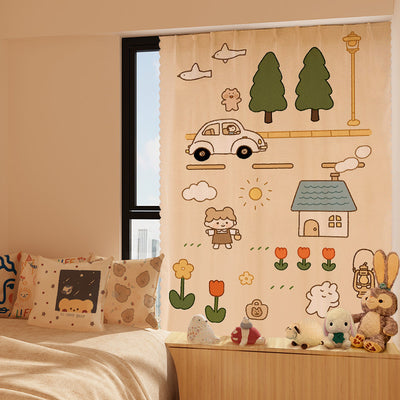 A6L Velcro Curtain Punch-free Ins New Bedroom Girl Adhesive All Sunshading Simple Self-adhesive